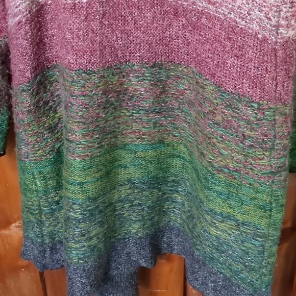 OLIVIA M* longline faux leather trimmed long sleeve duster sweater various color - Picture 7 of 12